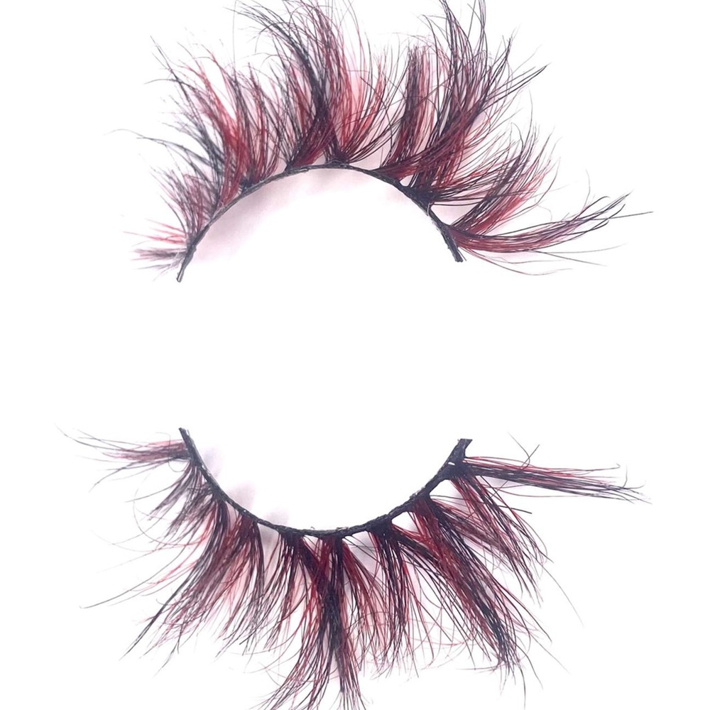 Real Mink Colored Lashes Red/Black size:18mm